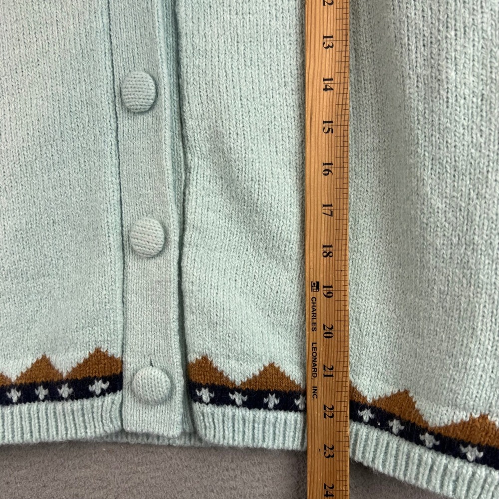 New Bailey 44 Womens Fair Isle Knit Cardigan Sweater Mint Green Size Medium - Picture 4 of 9